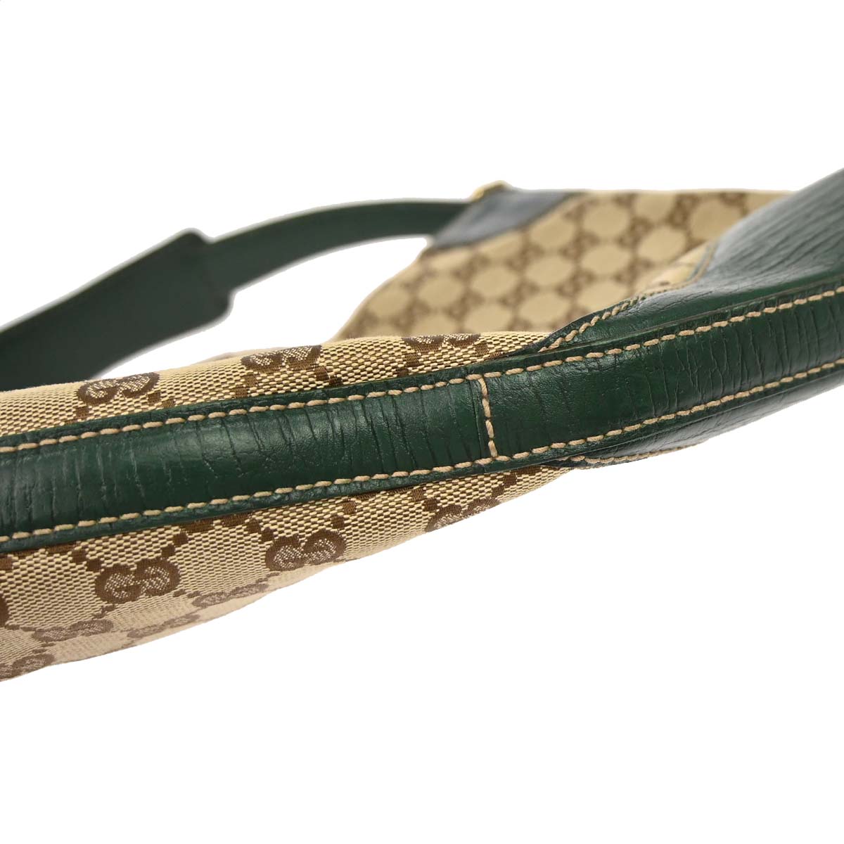 Gucci Beige Green GG Canvas Horsebit Shoulder Bag