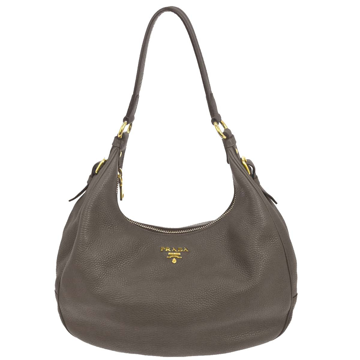Prada Gray Calfskin Hobo Handbag