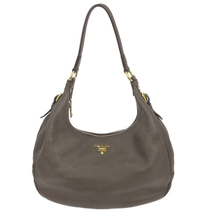 Prada Gray Calfskin Hobo Handbag