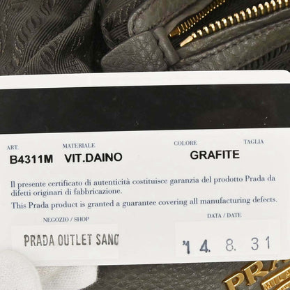 Prada Gray Calfskin Hobo Handbag