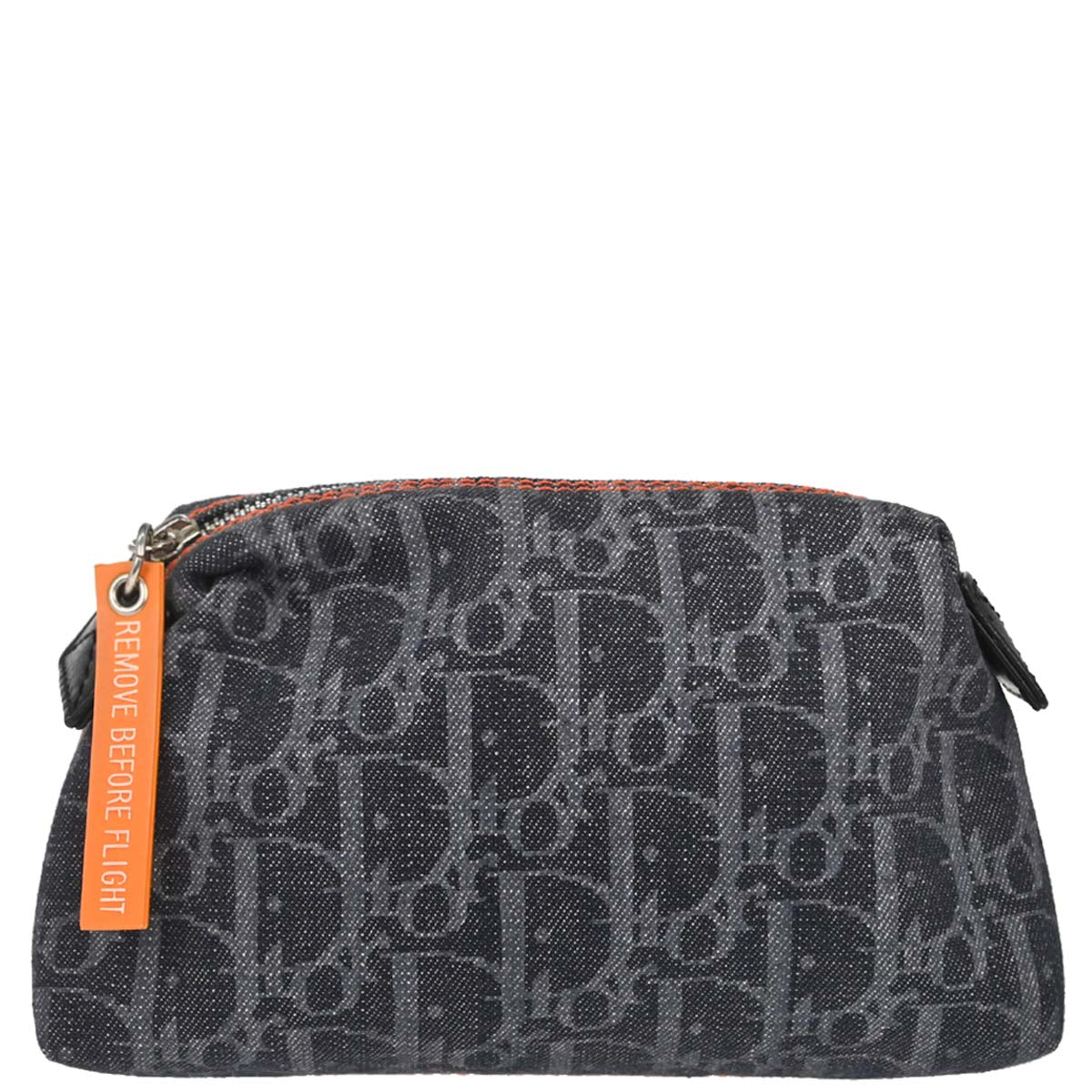 Christian Dior Navy Canvas Flight Trotter Cosmetic Pouch Bag