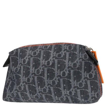 Christian Dior Navy Canvas Flight Trotter Cosmetic Pouch Bag