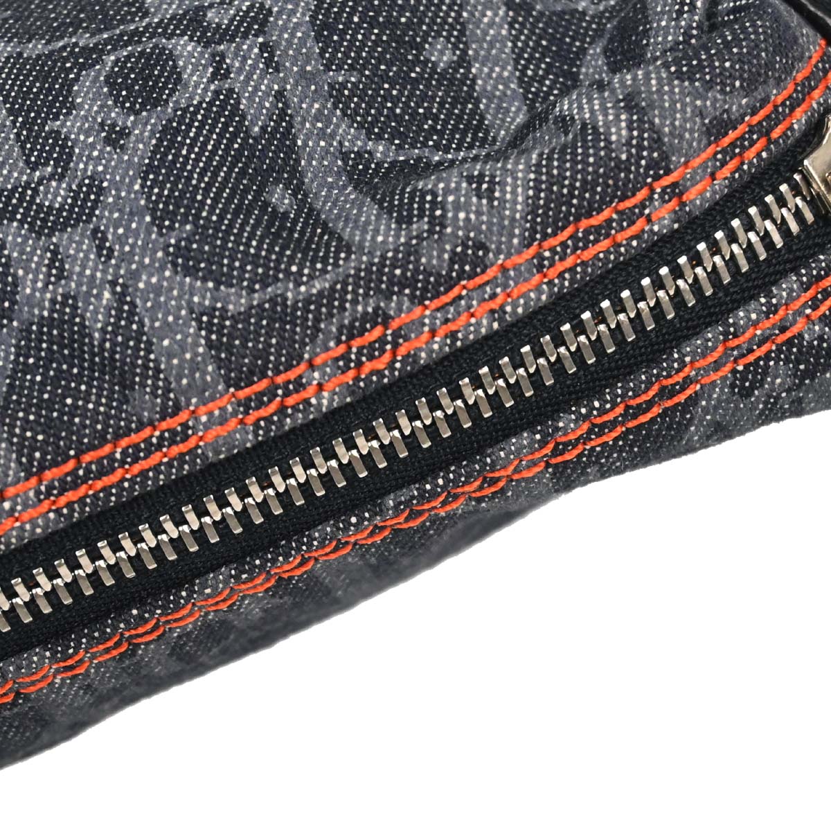 Christian Dior Navy Canvas Flight Trotter Cosmetic Pouch Bag