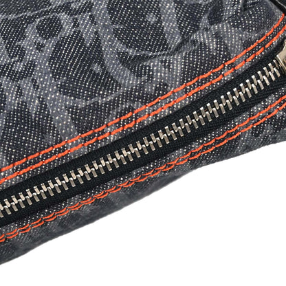Christian Dior Navy Canvas Flight Trotter Cosmetic Pouch Bag