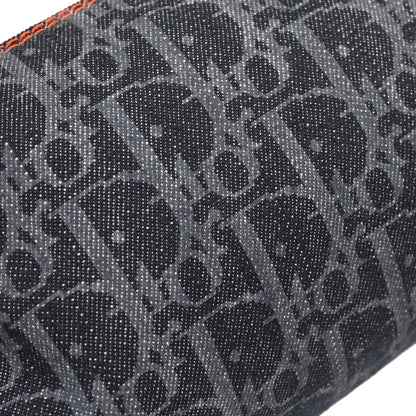 Christian Dior Navy Canvas Flight Trotter Cosmetic Pouch Bag