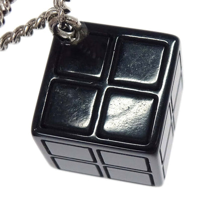 Chanel Dice CC Dangle Brooch Pin Silver Black Acrylic 04S