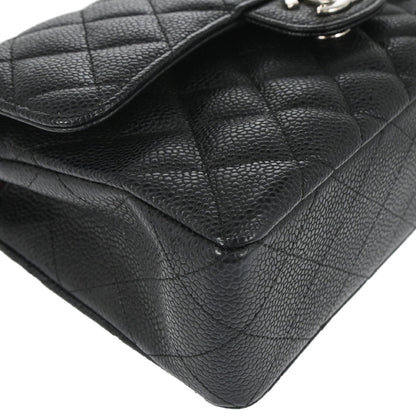 Chanel 2019 Black Caviar Skin Small Classic Double Flap Shoulder Bag