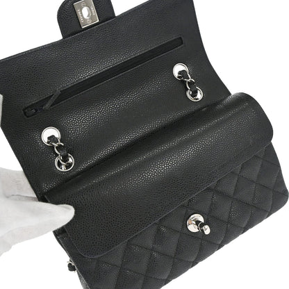 Chanel 2019 Black Caviar Skin Small Classic Double Flap Shoulder Bag