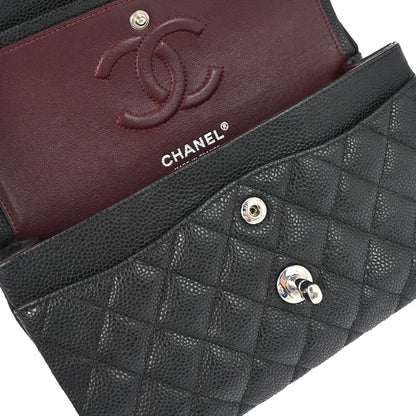 Chanel 2019 Black Caviar Skin Small Classic Double Flap Shoulder Bag