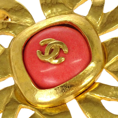 Chanel Clover Stone Brooch Pin Gold 97P