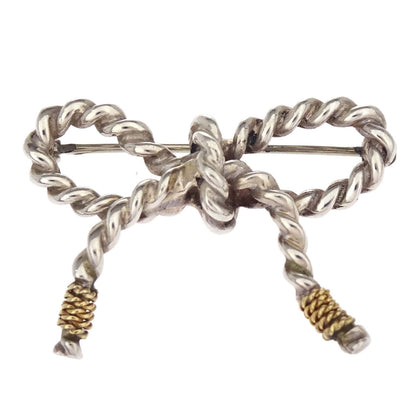 Tiffany & Co. Silver Twist Bow Brooch Pin SV925 Au750