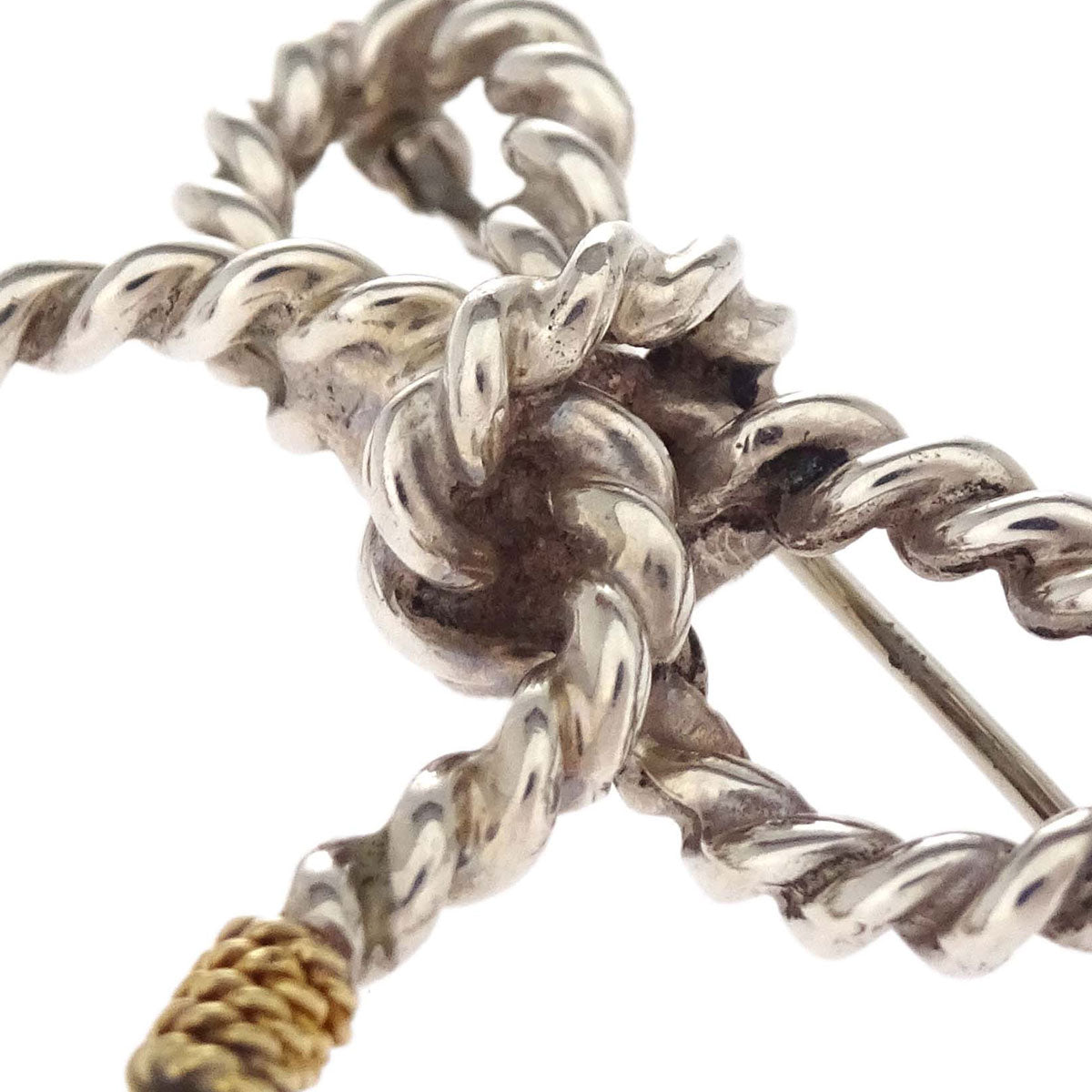 Tiffany & Co. Silver Twist Bow Brooch Pin SV925 Au750