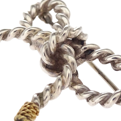 Tiffany & Co. Silver Twist Bow Brooch Pin SV925 Au750