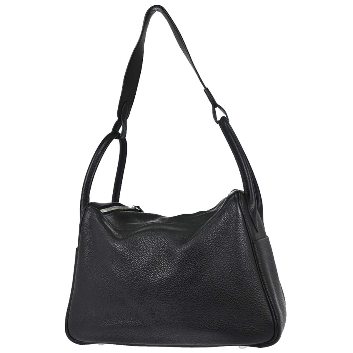 Hermes Black Taurillon Clemence Lindy 30 Shoulder Bag