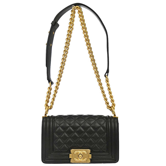 Boy Chanel 2019 Black Caviar Skin Small Chain Shoulder Bag