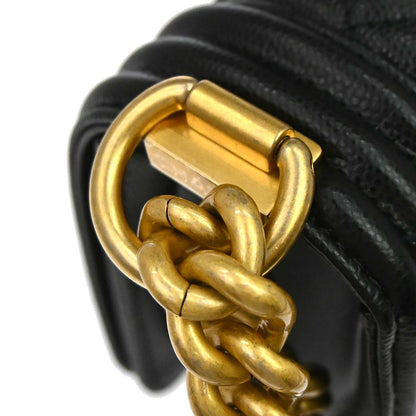 Boy Chanel 2019 Black Caviar Skin Small Chain Shoulder Bag