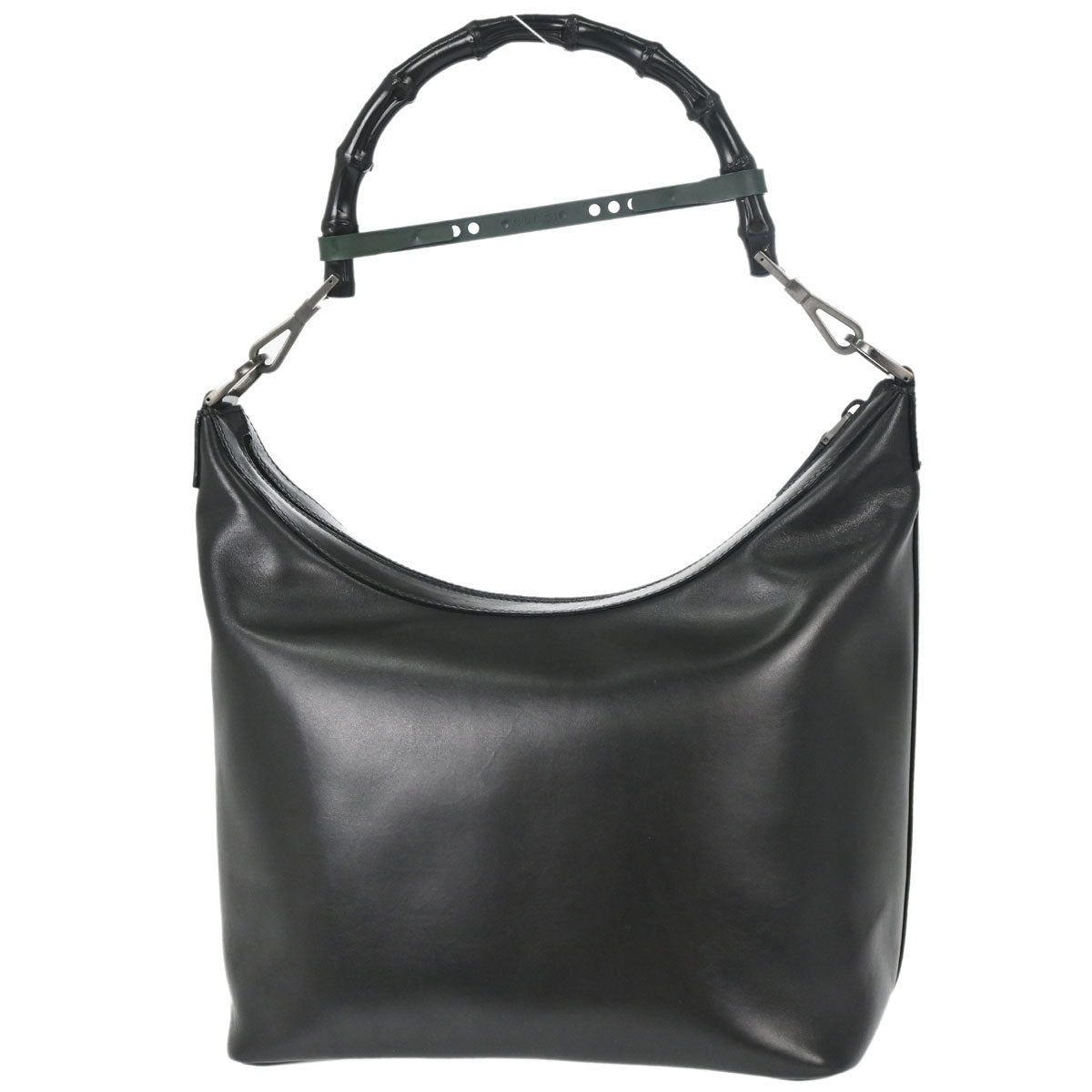 Gucci Black Leather Bamboo Handbag