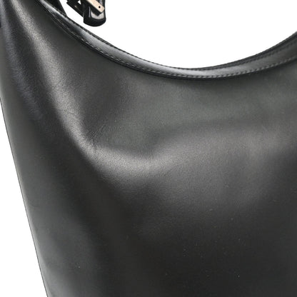 Gucci Black Leather Bamboo Handbag