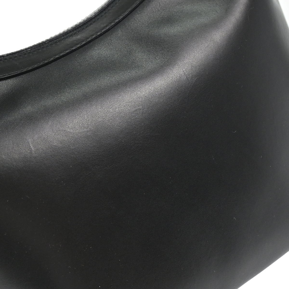 Gucci Black Leather Bamboo Handbag