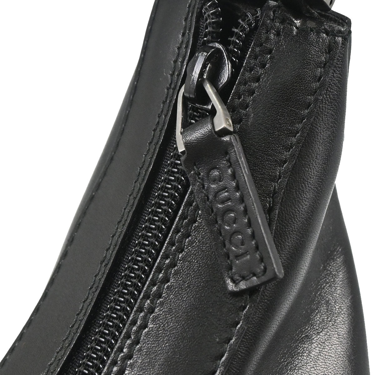 Gucci Black Leather Bamboo Handbag