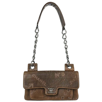 Chanel 2003-2004 Brown Calfskin Graffiti Handbag