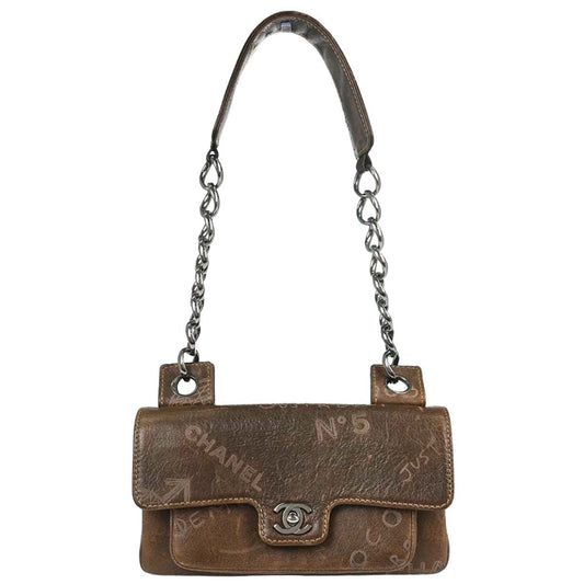Chanel 2003-2004 Brown Calfskin Graffiti Handbag