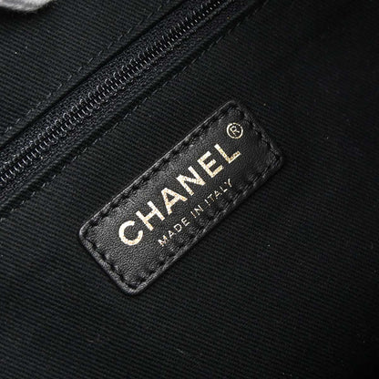 Chanel 2019 Black Straw Deauville Bucket Shoulder Bag