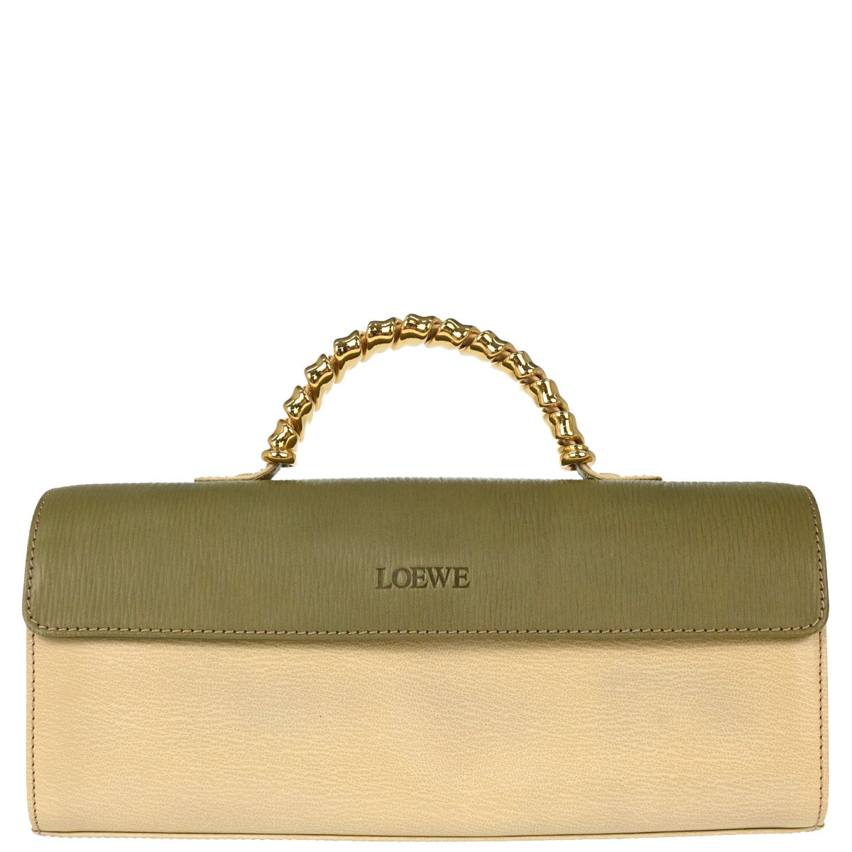 Loewe Beige Green Leather Velazquez Handbag