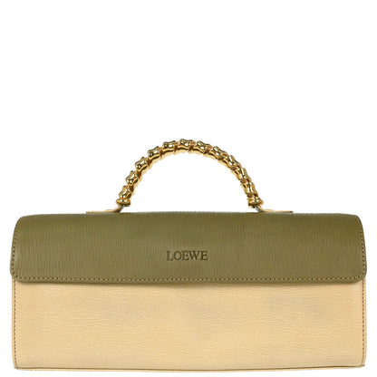 Loewe Beige Green Leather Velazquez Handbag