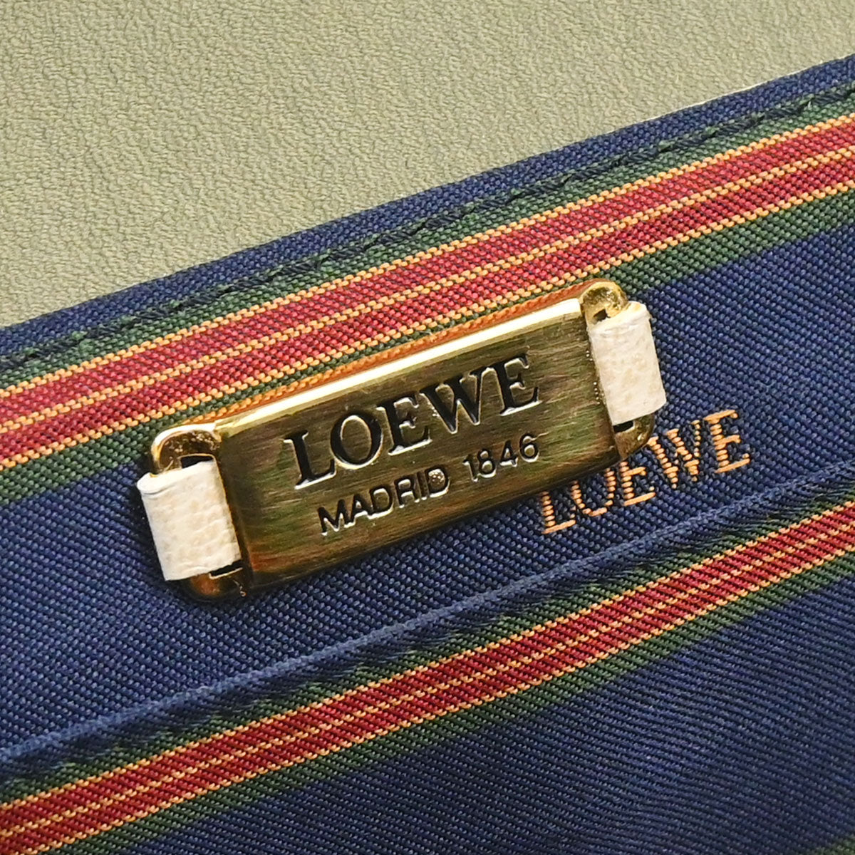 Loewe Beige Green Leather Velazquez Handbag
