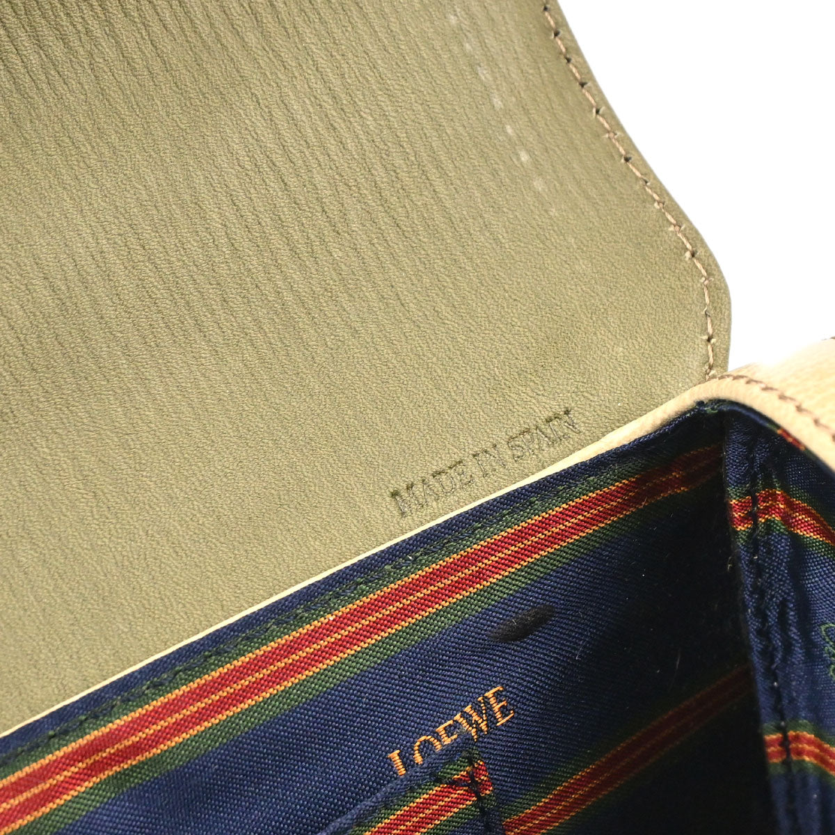 Loewe Beige Green Leather Velazquez Handbag