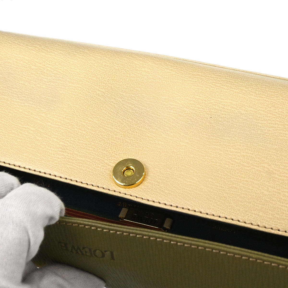 Loewe Beige Green Leather Velazquez Handbag