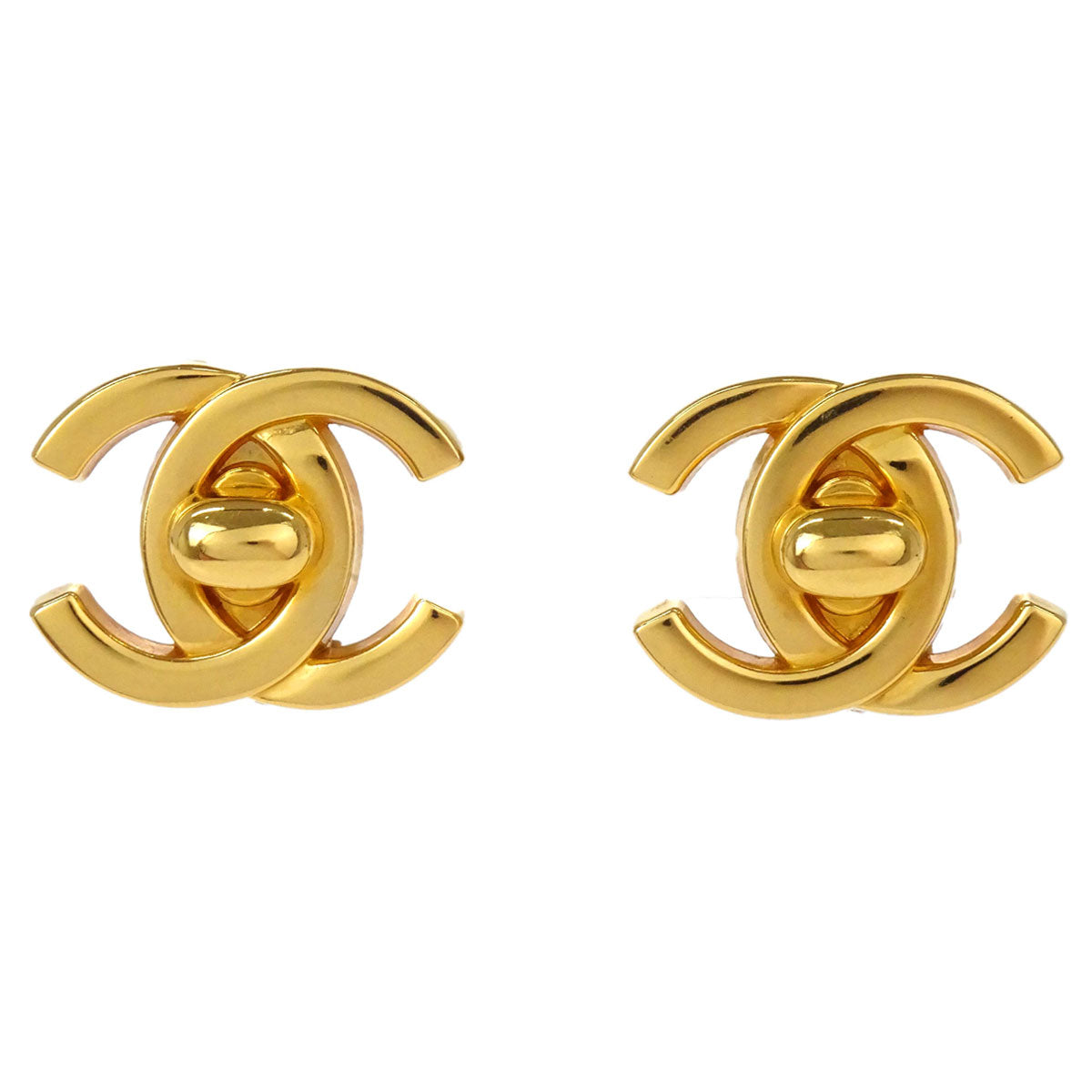 Chanel CC Turnlock Clip-On Earrings Gold Large 97P