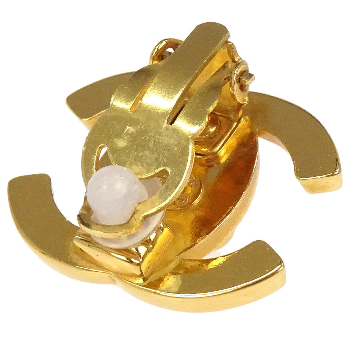 Chanel CC Turnlock Clip-On Earrings Gold Large 97P
