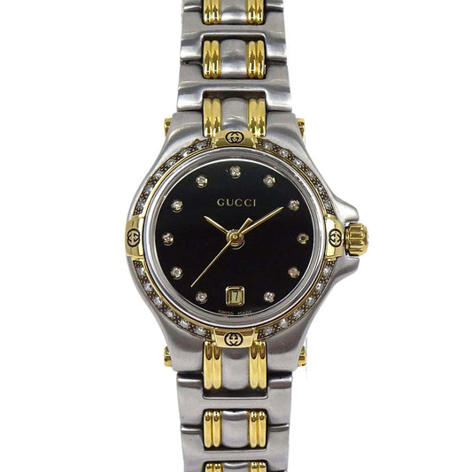Gucci 9040L Quartz Watch SS GP Diamond