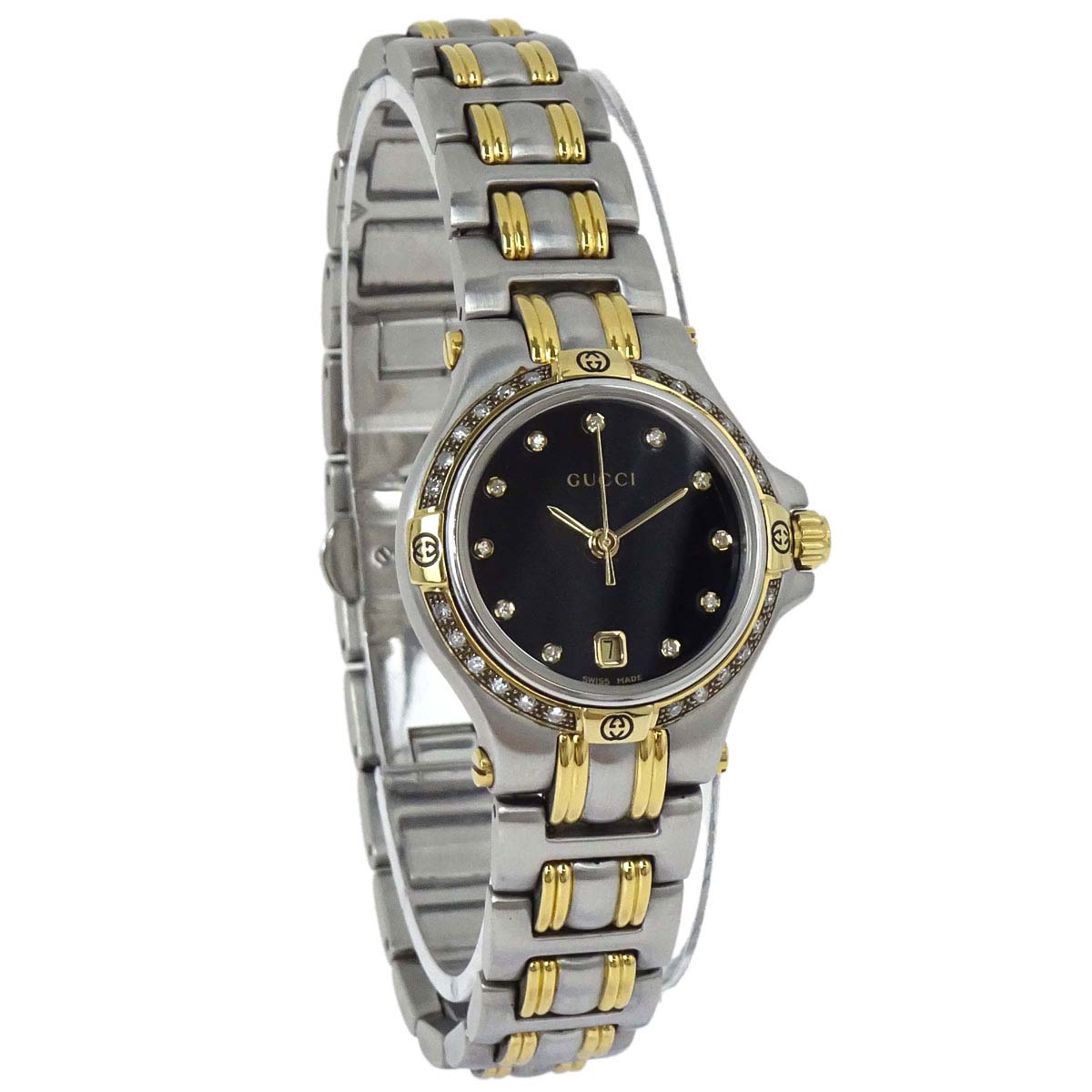 Gucci 9040L Quartz Watch SS GP Diamond