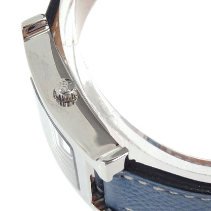 Hermes H Watch 21mm HH1.210 Quartz Courchevel Watch Blue Jean