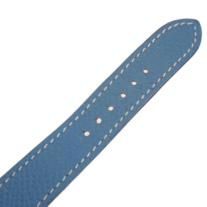Hermes H Watch 21mm HH1.210 Quartz Courchevel Watch Blue Jean