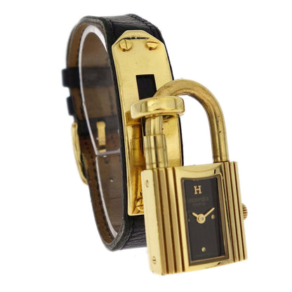 Hermes Kelly Watch 19mm Quartz Watch Black Courchevel #M