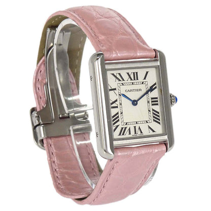 Cartier * Tank Solo SM 24mm Ref.2716 Quartz Watch SS Crocodile Pink