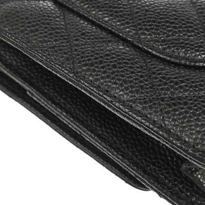 Chanel 2016-2017 Black Caviar Skin Classic WOC Wallet on Chain Shoulder Bag