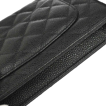 Chanel 2016-2017 Black Caviar Skin Classic WOC Wallet on Chain Shoulder Bag