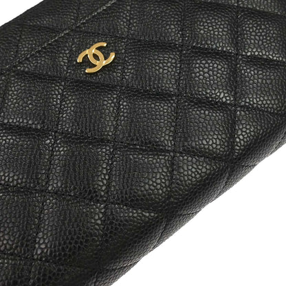 Chanel 2016-2017 Black Caviar Skin Classic WOC Wallet on Chain Shoulder Bag