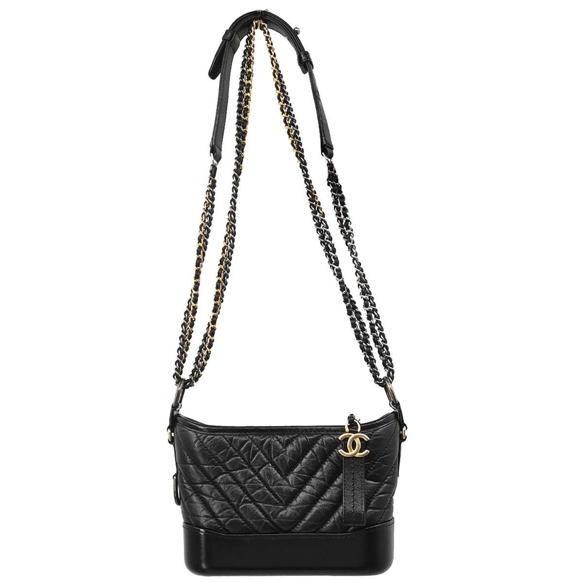 Chanel Black Lambskin Calfskin Small Gabrielle Shoulder Bag