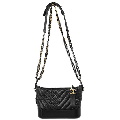 Chanel Black Lambskin Calfskin Small Gabrielle Shoulder Bag