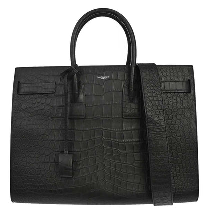 Saint Laurent Black Leather Sac de Jour 2way Shoulder Tote Handbag