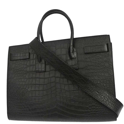 Saint Laurent Black Leather Sac de Jour 2way Shoulder Tote Handbag