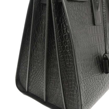 Saint Laurent Black Leather Sac de Jour 2way Shoulder Tote Handbag