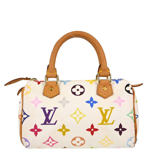 Louis Vuitton White Multicolor Mini Speedy Handbag M92645