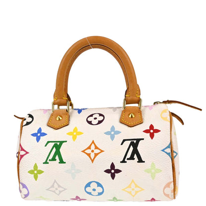 Louis Vuitton White Multicolor Mini Speedy Handbag M92645